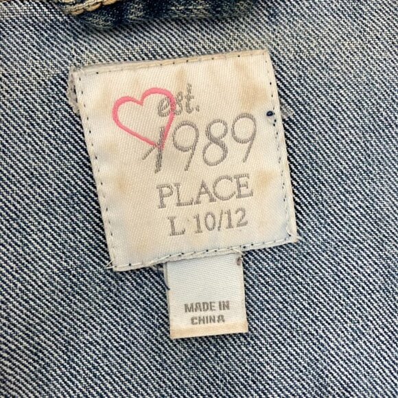Est 1989 Place Blue Stone Washed Distressed Jean Denim Button Up Jacket L 10/12 - Picture 7 of 10